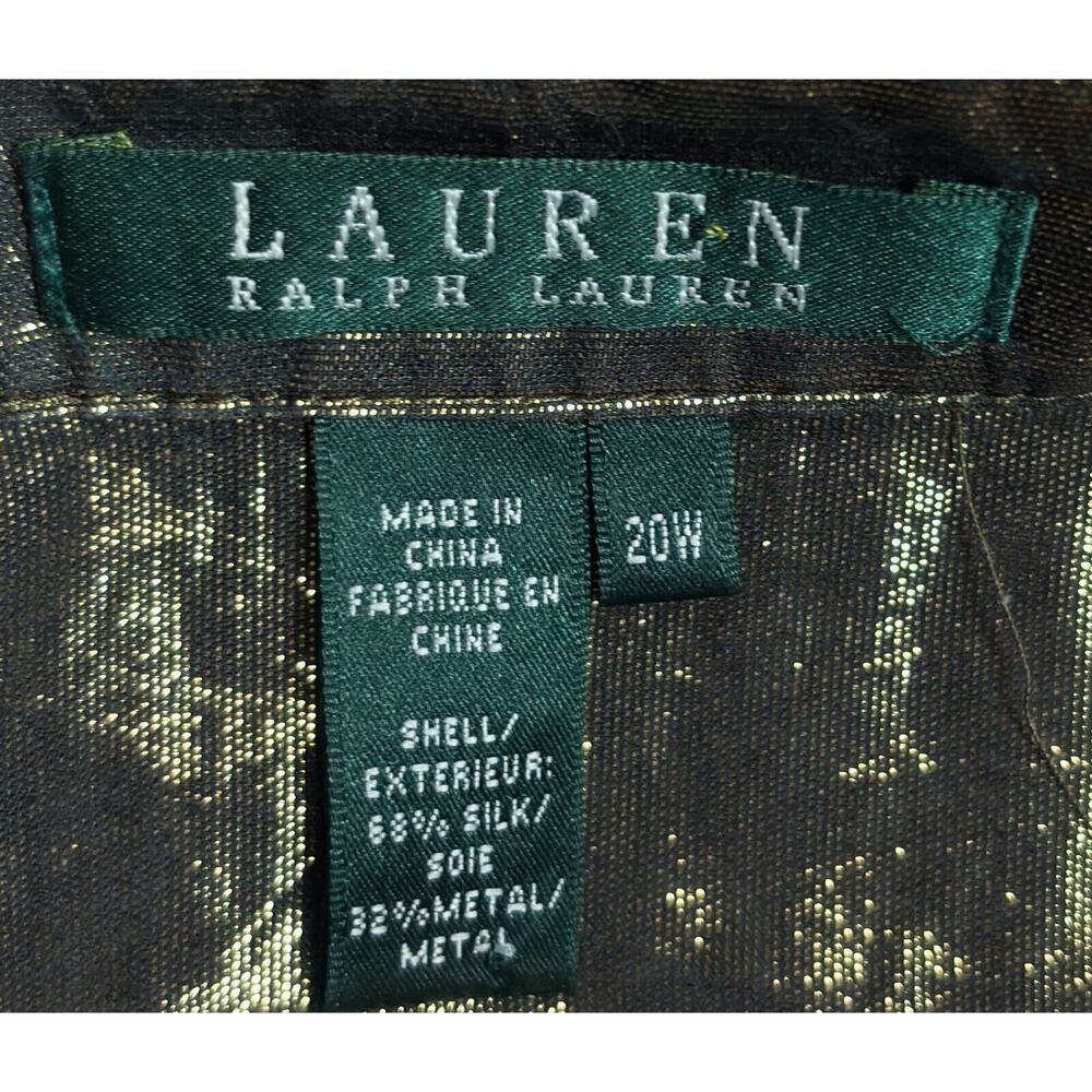 Ralph Lauren Gold Metallic Sleeveless Top Size 20W Silk Blend Dressy Glam Ruffle - Picture 6 of 9